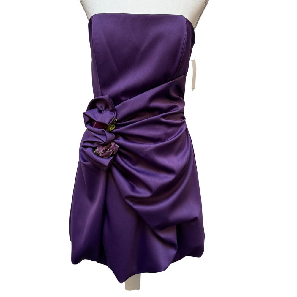 NWT Jessica McClintock Gunne Sax Y2K Purple Bubble Hem Mini Dress Size 9